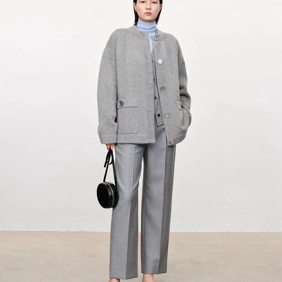 CHICJOC Italy 100% Cashmere Heavy-Duty Embossed Coin Button Cardigan size 36 - Picture 3 of 16